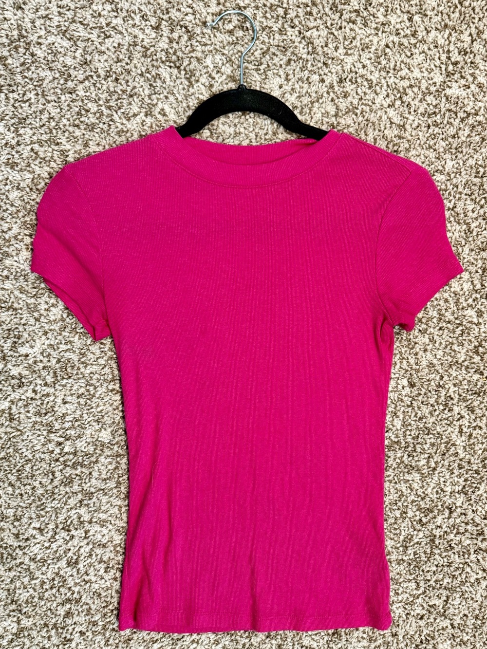 Target A New Day Women's Ribbed Short-Sleeve Crewneck Top - Fuchsia